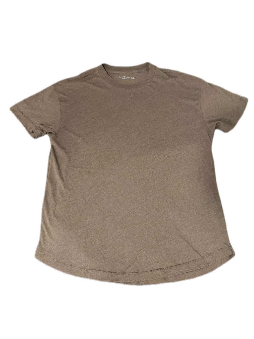 Abercrombie & Fitch Curved Hem Tee, Soft AF Essentials Relaxed, Size Large Brown